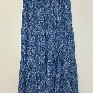 Vintage ‘Sunny Lady’ Floral semi- sheer Blue Maxi Skirt